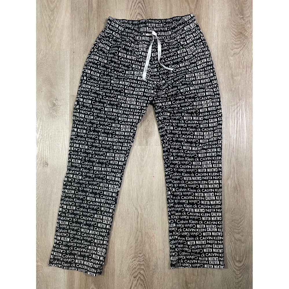 Calvin Klein Logo Print Pajama Pants Women's Small Black White‎ Lounge Sleep - Picture 5 of 9